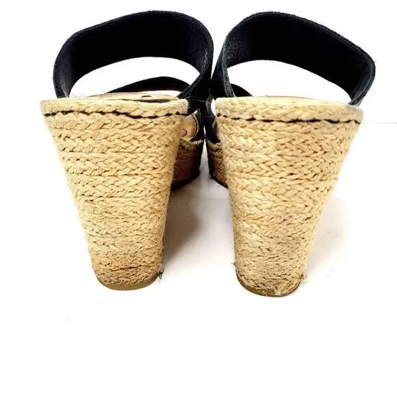 Born Black Leather Wedge sandals  size 9 - Picture 5 of 13